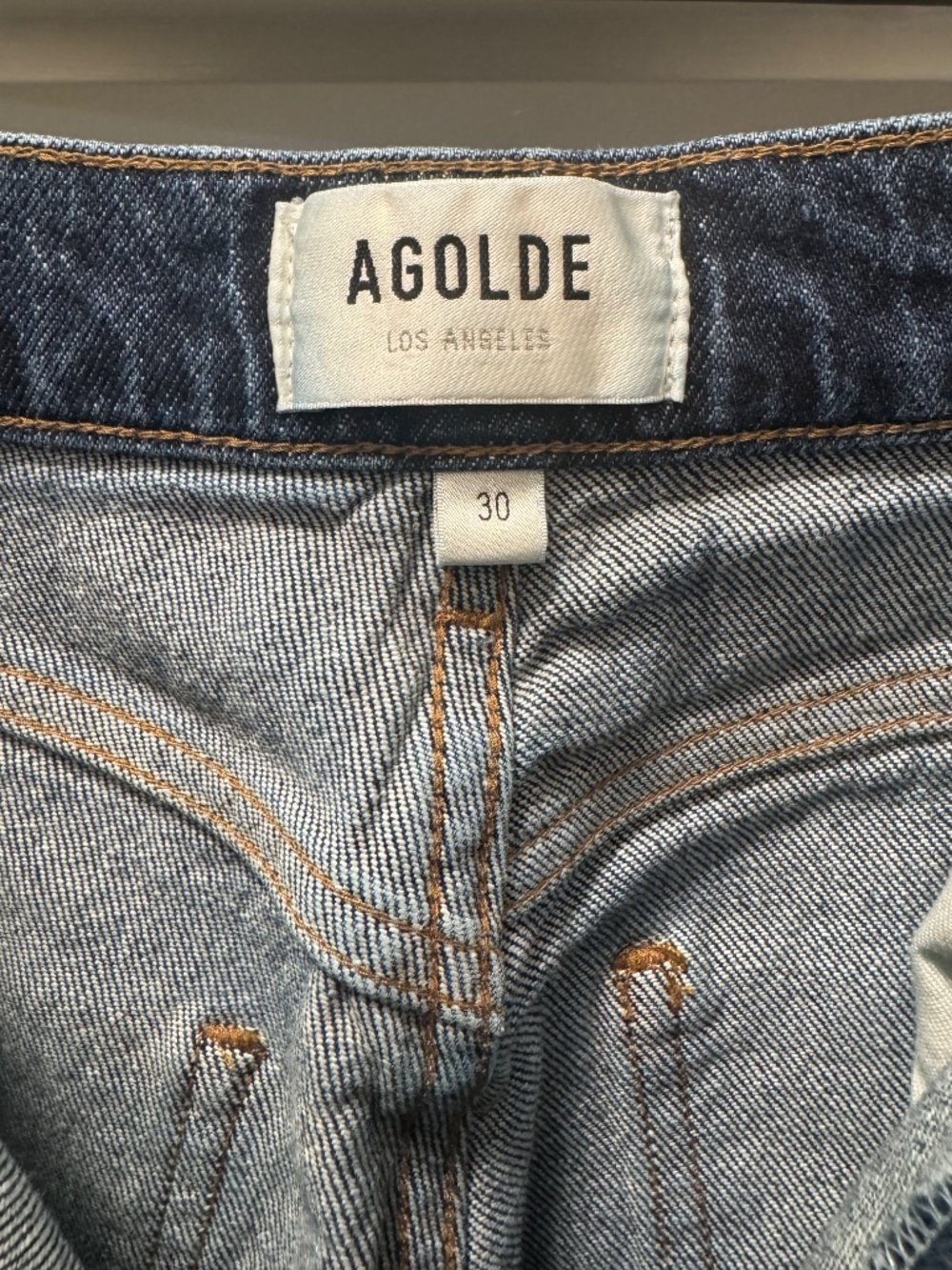 AGolde Ren Wide-Leg Cropped Jeans Medium Indigo Sz 30 - Picture 3 of 5